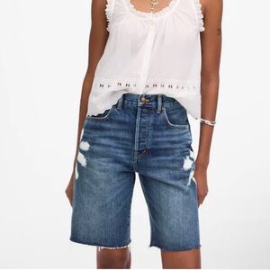 Madewell Women's Size 25 The Essex Long Baggy Short Button Fly Raw Hem NV306